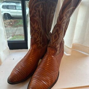 Tony Lama Lizard Skin Exotic Brown Western Cowboy Boots